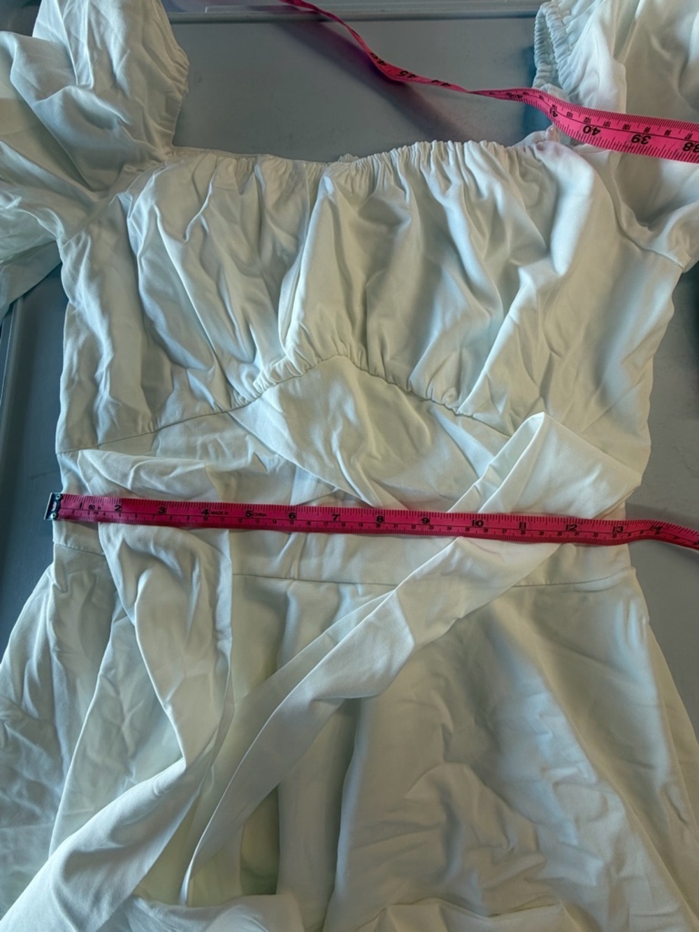 White Long-Sleeve Square Neck Mini Dress - Picture 5 of 5
